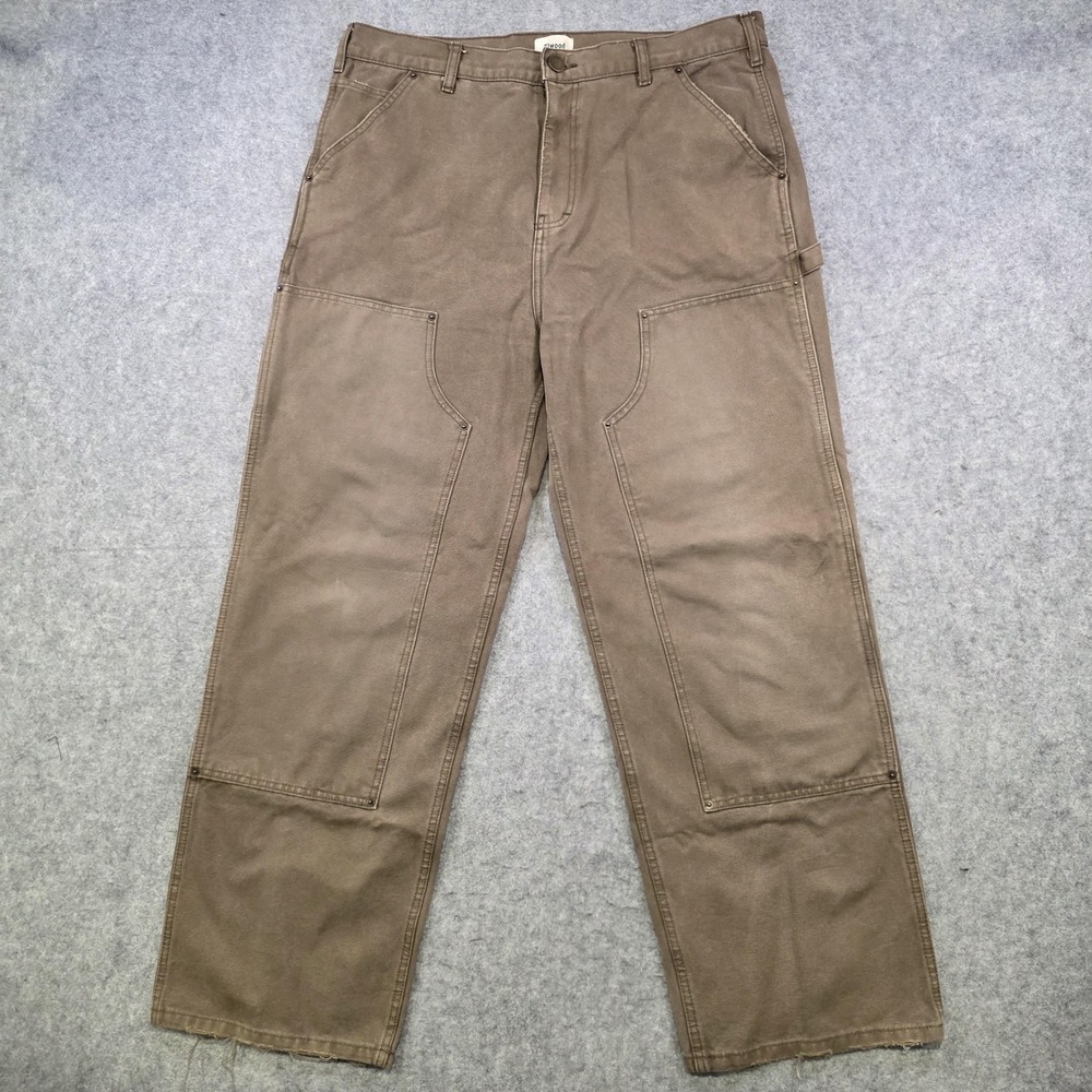 Elwood Pants Men 38x32 Brown Canvas Carpenter Double Knee Front Workwear Utility - Picture 2 of 16